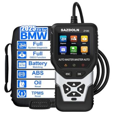 Imagem de SAZDOLN Scanner Obd2 Z100 Para Bmw Diagnóstico Completo De Veículos, Leitores Código Verificação Do Motor, Com Ferramenta Registro Bateria, Redefinição Óleo, Sangria Abs, Regulagem Epb Tps (Preto)