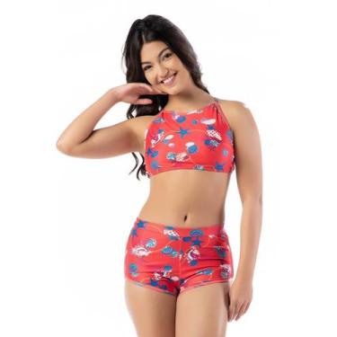 Imagem de Biquíni Short E Cropped Infantil Juvenil Sem Bojo - Kosh, Vermelho, 12