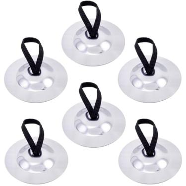 Imagem de CREATCABIN 3 pares/6 peças de címbalos de dedo dança do ventre zills instrumento musical ouro latão cobre banda pratos mini pratos de marcha prato de mão para instrumento musical 5 x 5 cm