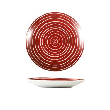 Imagem de Prato de lanche de cerâmica redondo criativo prato de bolo para casa - fio vermelho