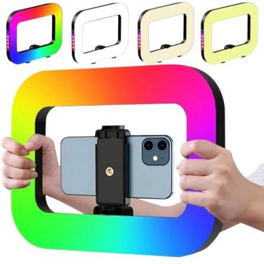 Imagem de QYPENT Equipamento De Vídeo Para Celular Qypent, Anel Luz Led Portátil, Estabilizador Selfie Câmera, Smartphone, Ação No Youtube, Configuração, Produção Filmes, Maquiagem, Vlog (Ym200 Rgb)