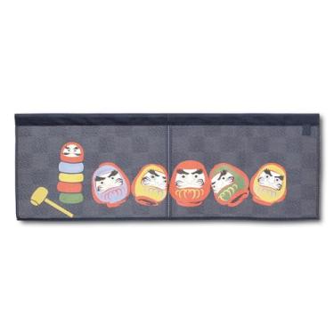 Imagem de COTONOHA Cortina Noren japonesa com design Daruma – Divisória de entrada de comprimento curto – Tecido de renda tradicional – Feito no Japão – para decoração de cozinha, entrada ou quarto – 85 cm x 30