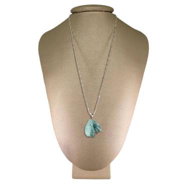 Imagem de Colar Prata 925 Cadeado Turquesa Bruta - Ponte Vecchio Joias