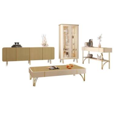 Imagem de Buffet Aparador Cristaleira e Mesa Centro Agnes Off/Champanhe H01 - Mp