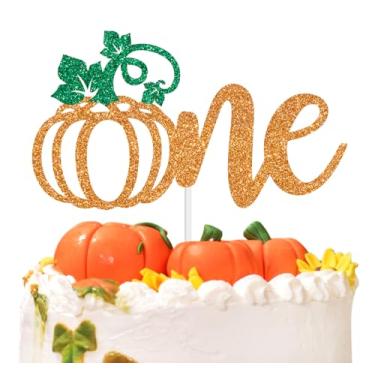 Imagem de Pumpkin One Cake Topper, Fall 1st Birthday Cake Decor, Our Little Pumpkin is One/Oh Baby, Autumn Thanksgiving Halloween Baby’s First Birthday Baby Shower Party Decorations Supplies for Boy Girl