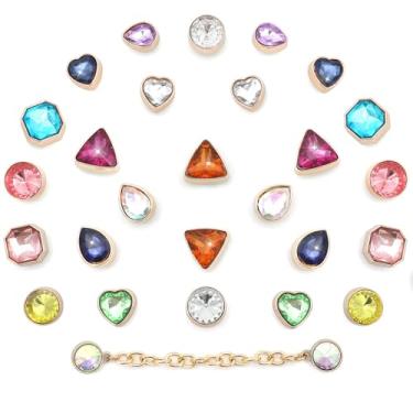 Imagem de Amuleto de sapato pedras coloridas strass cristal acessórios decoração, trumpet, Plástico, Sem Pedra Preciosa