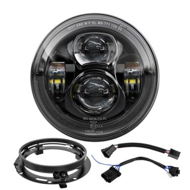 Imagem de 4X4FLSTC Farol de motocicleta LED de 17,8 cm para Touring Street Glide Road King Fatboy Heritage Softail Switchback Electra Glide Ultra Clássico com anel de montagem de suporte DOT Preto