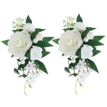 Imagem de 2 peças de corpete branco, simulação de flores artificiais de seda com pérola para cerimônia de casamento festa de aniversário