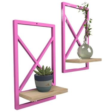 Imagem de Prateleira Estilo Industrial 23x37 cm modelo Quadro - Ideal para Sala, Quarto, Cozinha e Banheiro(ROSA 23 x 37cm,2)