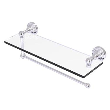Imagem de Allied Brass WP-1PT/16-SCH Waverly Place Collection Porta-toalha de papel com prateleira de vidro de 40,6 cm, cromo acetinado