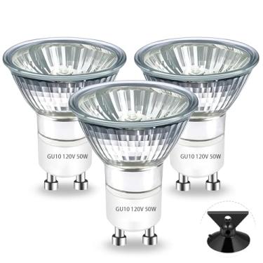 Imagem de Lâmpadas de halogêneo GU10 para exaustor e fogão - equivalente a 50 W, 550 lúmens, branco quente 3000K, regulável, à prova d'água IP65 - pacote com 3, lâmpadas de substituição de utensílios de cozinha