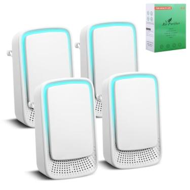 Imagem de Pacote com 4 Ionizadores de Ar Plugue, Ambientador de Operação Silenciosa para Casa, Escritório, Quarto, Cozinha, Garagem, Purificadores de Ar Portáteis, Cheiro de Animais de Estimação - Purificador