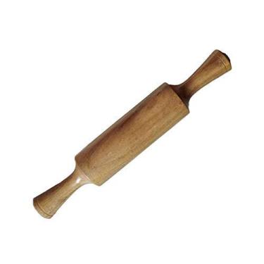 Imagem de Rolo de massa de madeira MIX MAGIC MART (Chakla Belan) para Roti Paratha e massa de pastelaria – Resistente suave e antiaderente para facilitar o rolamento, biscoitos de pizza e pães indianos