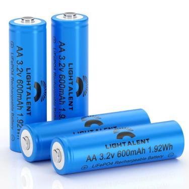 Imagem de Bateria recarregável Lightalent AA 3,2 V LiFePO4 600 mAh, pacote com 4