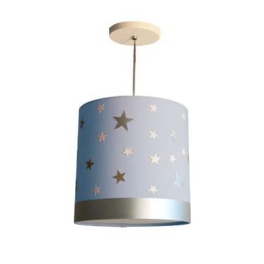 Imagem de Luminária Pendente Infantil Estrelas 25x25 1e27 Azul - Tom Luz, Bivolt