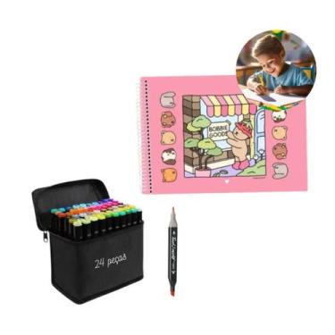 Imagem de Livro De Colorir Boby Gods Capa Dura Folha A5 Kit 24 Canetinha Holográ