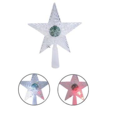 Imagem de Estrela 5 Pontas Acrílica Enfeite Natalino Iluminado com Leds a Bateri