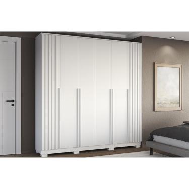 Imagem de Guarda Roupa Casal 6 Portas (2 Ripadas) e 4 Gavetas Jamile Branco - ACP