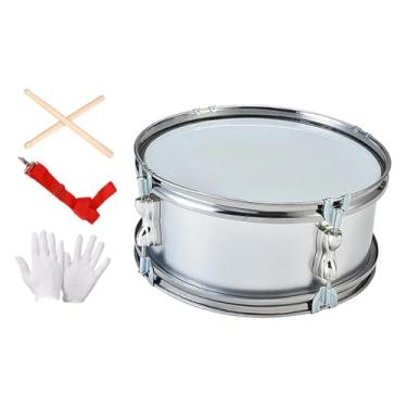 Imagem de harayaa Caixa de 11" com baquetas e alça de ombro, instrumento de percussão para crianças, Cinza Prateado