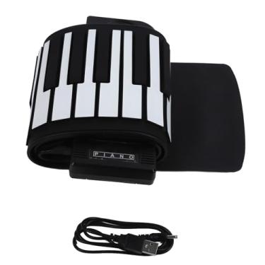 Imagem de 61 Chave Roll Up Piano Teclado Eletrônico Portátil com Saída MIDI 128 Tones Ritmos 45 Demo Songs Foldable Silicone Teclado para Crianças Adultos Iniciantes Preto Branco