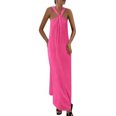 Imagem de Vestido de verão PRETTYGARDEN feminino 2025 com tiras soltas rosa rosa