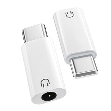 Imagem de UCCUNEVVA Adaptador de áudio USB C para fone de ouvido de 3,5 mm (pacote com 2) chip DAC tipo C para conector suporta audição, chamadas, controle remoto compatível com iPhone 16/smartphone/tablet e