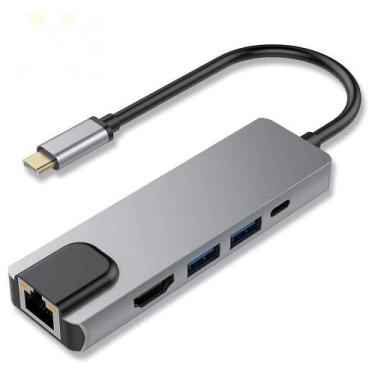 Imagem de Tipo C 4K HDMI, 1000M RJ45 Gigabit Ethernet Power Charge Mac - PONTO D