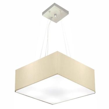 Imagem de Lustre Pendente Quadrado Md-4196 Cúpula Em Tecido 15/45x45cm Algodão Crú - Bivolt
