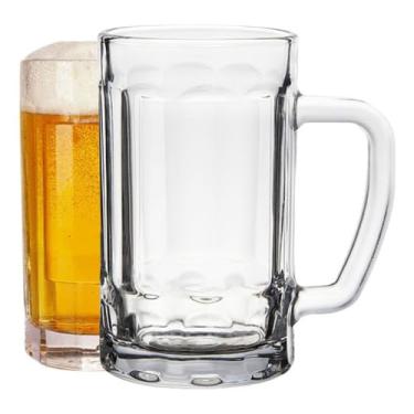 Imagem de Kit 2 Canecas De Chopp e Cerveja em Vidro para Congelar 500ml com Marcador
