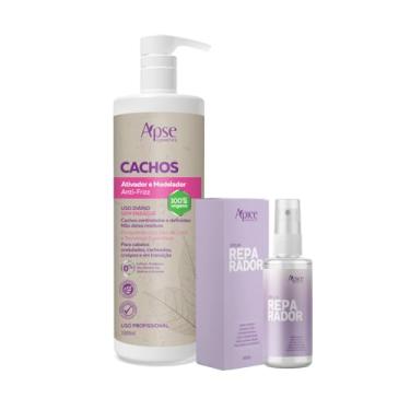 Imagem de Kit Sos Cachos Ativador 1l E Reparador De Pontas 60ml - Apice