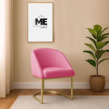 Imagem de Banqueta Poltrona Lua Penteadeira E Salão Com Base Metálica, ROSA