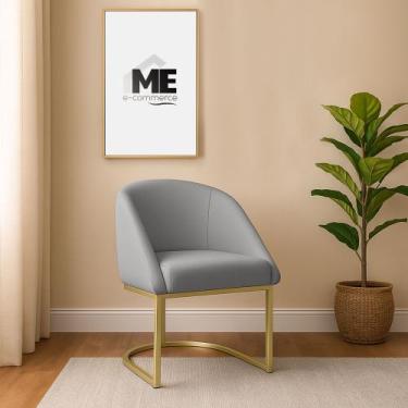 Imagem de Banqueta Poltrona Lua Penteadeira E Salão Com Base Metálica, CINZA