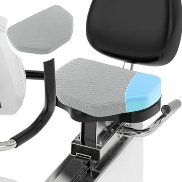 Imagem de MABOZOO Almofada de assento de bicicleta ergométrica, almofada de assento reclinada confortável para bicicleta com capa lavável, tapete de espuma para máquina de remo, bicicleta (cinza)