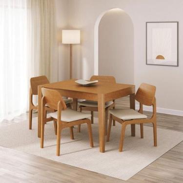 Imagem de Kit Mesa de Jantar Extensível Retangular Tarsila e 4 Cadeiras Jandaia 