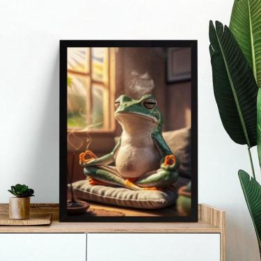 Imagem de Quadro Decorativo Perereca Meditando 45X34Cm - Com Vidro