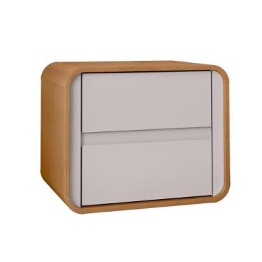 Imagem de Mesa de Cabeceira 2 Gavetas Loop Amendoa Clean/Off White - Lopas - Móv
