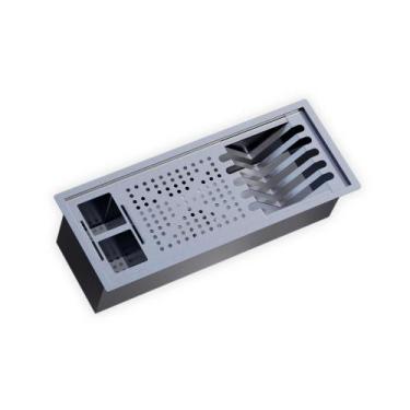 Imagem de Calha Inox Slim 44x17cm Úmida para Pratos Talheres Copos - LudRio