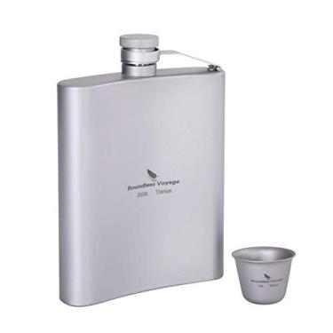 Imagem de iBasingo Conjunto de frascos de titânio para quadril de 200 ml com mini copo de dose de 15 ml, à prova de vazamento e inodoro, presente premium para homens e mulheres para uísque, vodca, bourbon