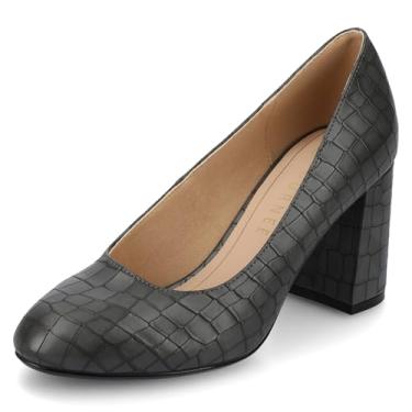 Imagem de Journee Collection Sapato social feminino Seraphina Block Heel, Croco/carvão, 39