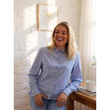 Imagem de Camisa Feminina Social Elegante Manga Longa Com Botões Blusa Formal Ma