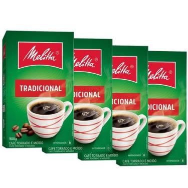 Imagem de Kit 4 Café Torrado e Moído Tradicional 500g Melitta Intenso