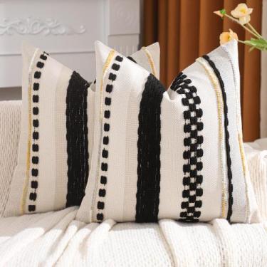 Imagem de Capas de almofada Tosleo Bege/Black Chenille 45x45cm, conjunto 2