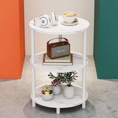 Imagem de Mesa lateral RISWER pequena redonda de 3 camadas para pequenos espaços