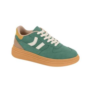 Imagem de Tênis Flatform Moleca Feminino Nobuck Casual Conforto Verde, 36, Verde