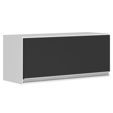 Imagem de Armário Aéreo Multiuso Geladeira Lux 70cm 100% MDF 01 Porta Basculante Branco Preto - Desk Design