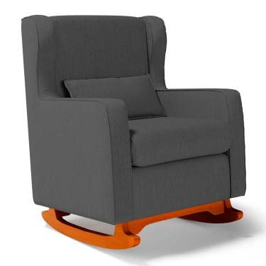 Imagem de Poltrona de Amamentação e Descanso Zoe com Base Balanço Linho Cinza - Desk Design