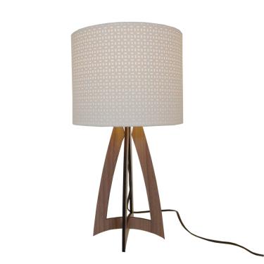 Imagem de Abajur De Mesa Base Marrom e Cúpula Renda Bege Bivolt