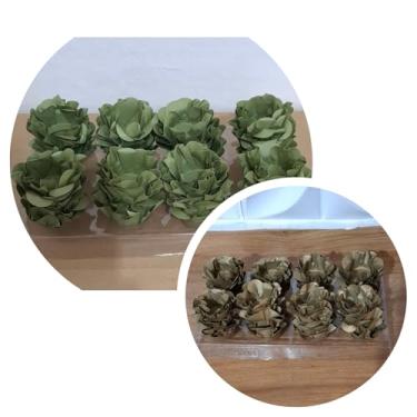 Imagem de Forminhas para Doces, 80 Peças Decorativas em Formato de Flor para Festas, Casamentos e Aniversários (Verde Oliva e Ouro)