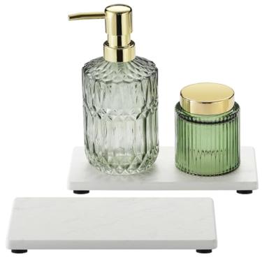 Imagem de 2 peças de tapete de secagem de pedra de mármore de diatomita para balcão de cozinha, bandeja de sabão absorvente de água, tapete de torneira de pedra para banheiro, protetor de pia de proteção contra