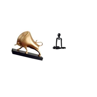 Imagem de Fenteer Escultura de Pensador de Touro, Estátua Abstrata de Boi, Decoração de Casa, Estatueta de Mesa, Artesanato de Gado, Ornamento para Mesa, Sala de Estar,
